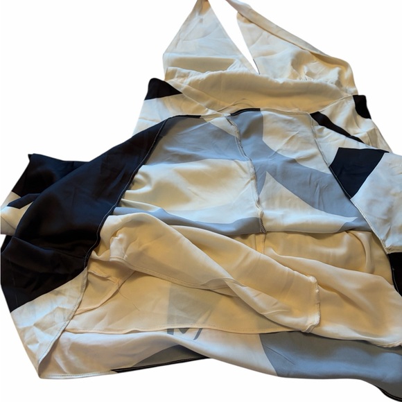 Anthropologie Bardot Citron Halter Cocktail Midi Dress in Black/lvory-Size 12 - Picture 9 of 16